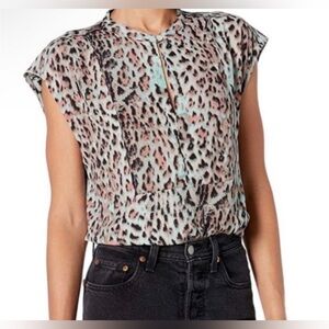 J. Crew Pink and Black Leopard Print Blouse